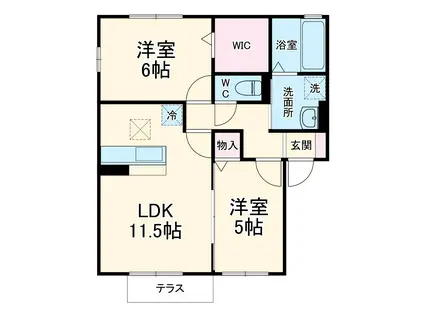 リビングタウン西大宮1(2LDK/1階)の間取り写真