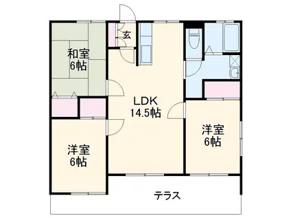 サンシェル(3LDK/1階)の間取り写真