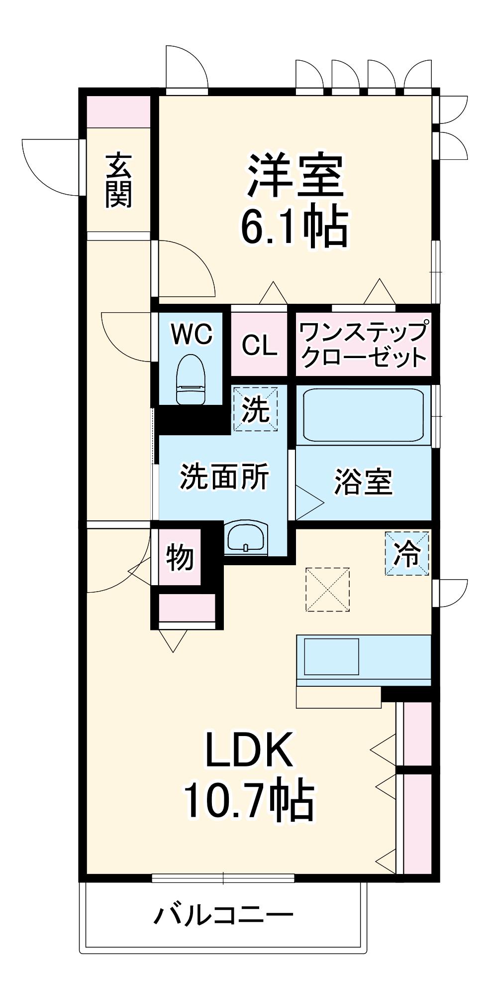 ハイムラフォーレⅢ(1LDK/2階)の間取り写真