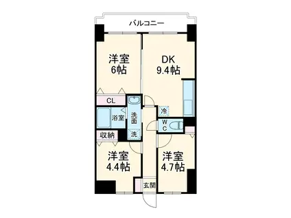 ライオンズマンション大宮第5(3DK/1階)の間取り写真