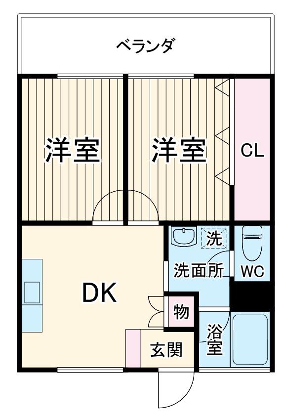 吉川ビル(2DK/2階)の間取り写真