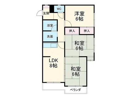 サンサーラ・キトーⅡ(3DK/1階)の間取り写真