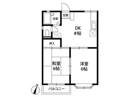 ツインシャトーAB(2DK/2階)の間取り写真