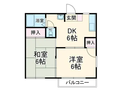 エスコートB(2DK/1階)の間取り写真