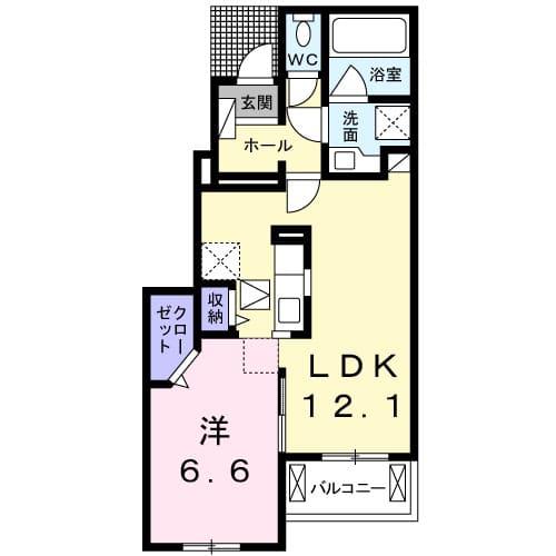 クラールⅠ(1LDK/1階)の間取り写真