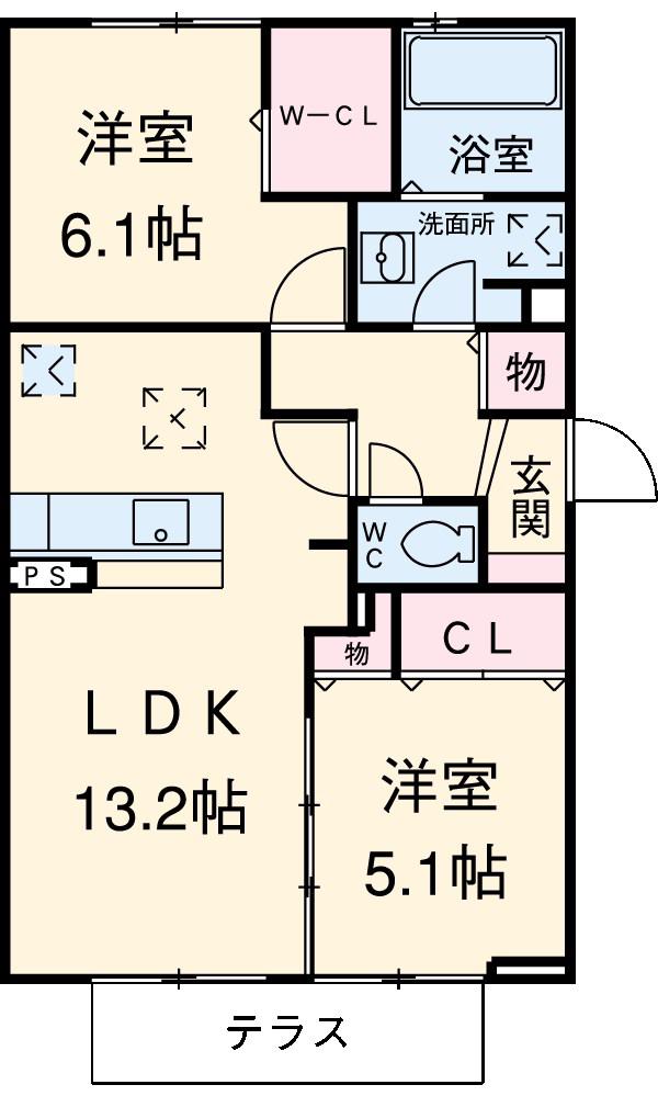 トゥルー・デュオ(2LDK/3階)の間取り写真