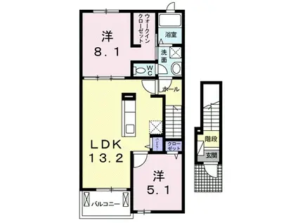 エトワールⅠ(2LDK/2階)の間取り写真