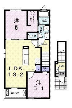 ルピナスⅠ(2LDK/2階)の間取り写真