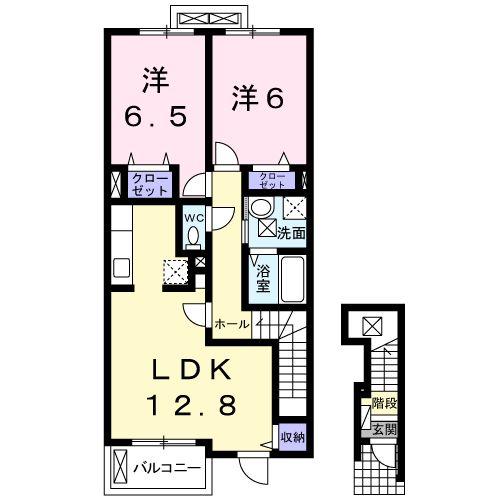 ユニゾンⅡ(2LDK/2階)の間取り写真