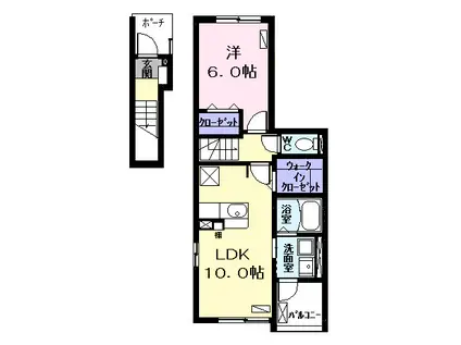 プラシード Ⅱ(1LDK/2階)の間取り写真