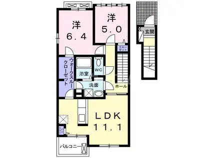 セレーノ エストⅡ(2LDK/2階)の間取り写真