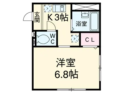 パークサイドテラス上大岡(1K/2階)の間取り写真