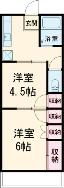 コーポ天野Ⅰ(2DK/1階)の間取り写真