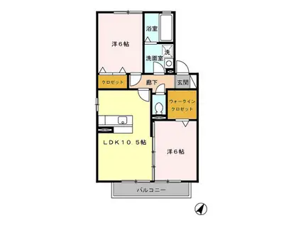 アムール(2LDK/2階)の間取り写真