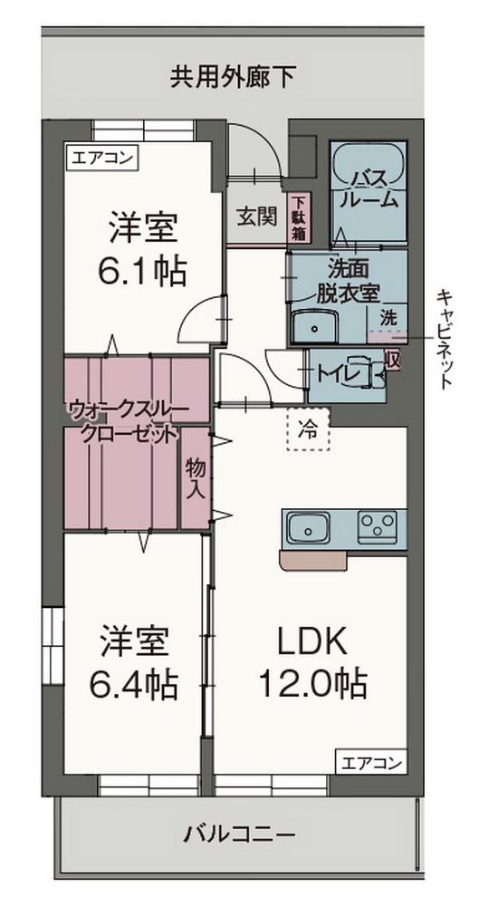 ラウト ディノッゾ(2LDK/2階)の間取り写真
