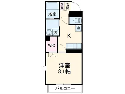 AXIS片羽町(1K/4階)の間取り写真