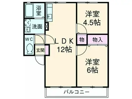 トゥインクルⅢ(2LDK/1階)の間取り写真