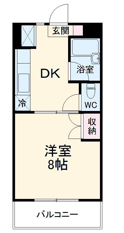 イーグルⅢ(1DK/4階)の間取り写真