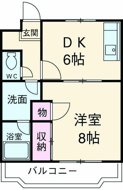 メルベーユ篭上1(1DK/3階)の間取り写真