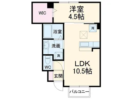 プレジオ登呂(1LDK/1階)の間取り写真