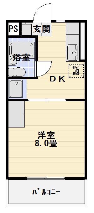 イーグルⅢ(1DK/1階)の間取り写真