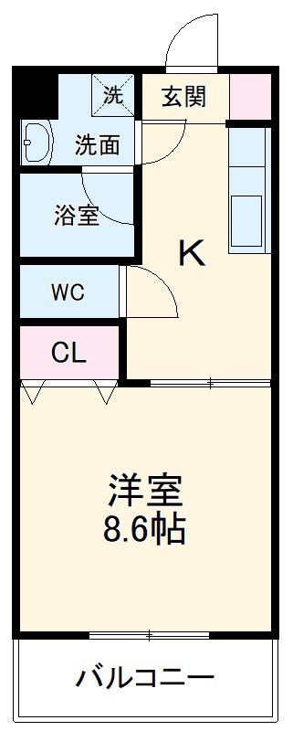 ソフィアⅢ(1DK/3階)の間取り写真