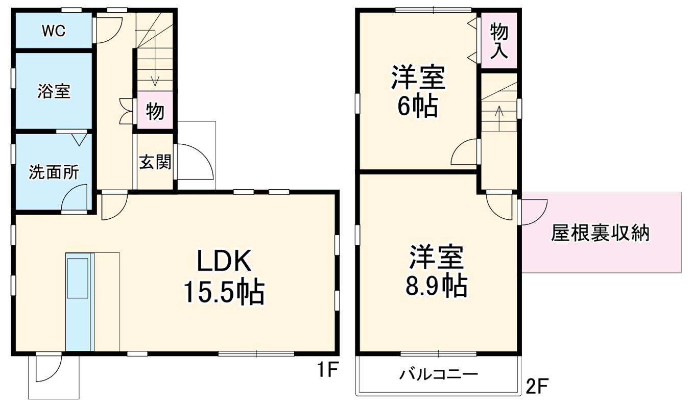 名鉄竹鼻・羽島線 柳津駅(岐阜) 徒歩24分 2階建 築16年(2LDK)の間取り写真