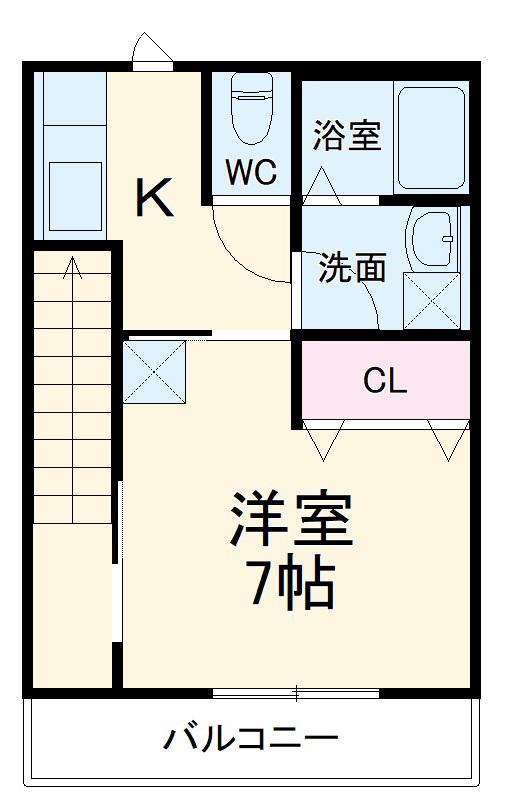 SAKYO古庄(1K/2階)の間取り写真