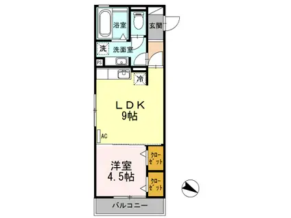 アステール(1LDK/3階)の間取り写真