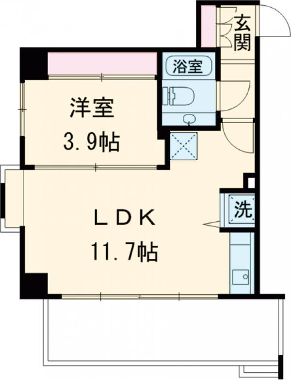LANAI CLASSIC TOWER GARDEN VIE(1LDK/1階)の間取り写真
