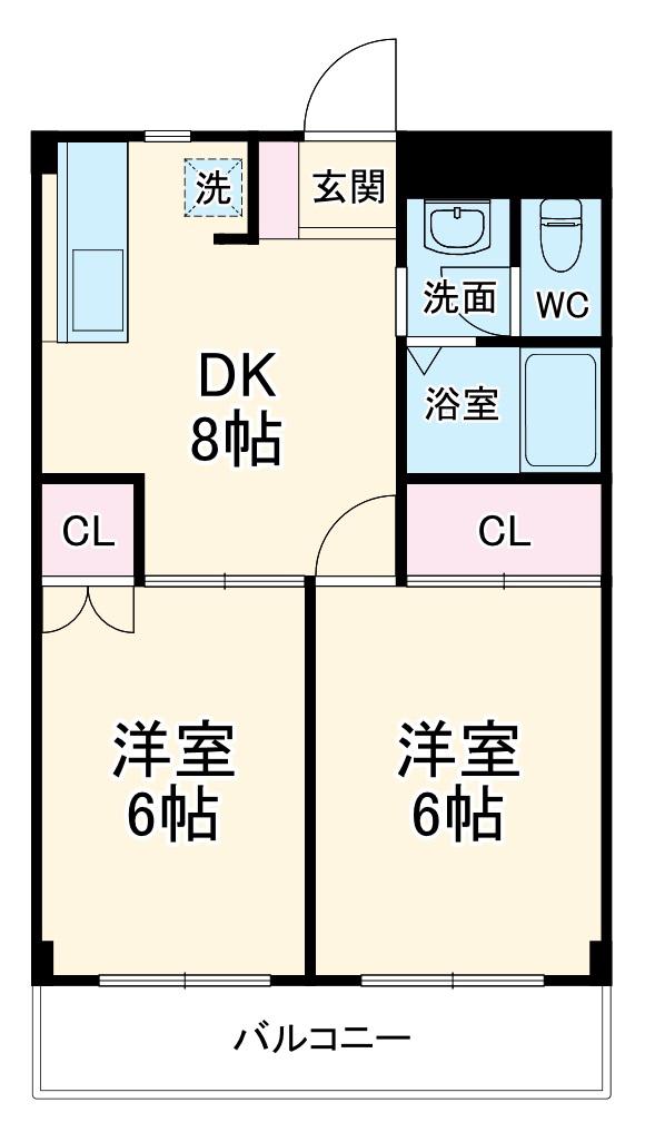 タケノヤハイツ朝日第1(2DK/1階)の間取り写真