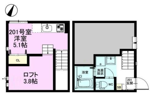 RIZEST東浦和2(ワンルーム/2階)の間取り写真