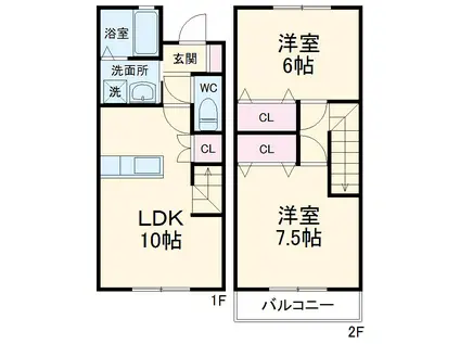 リバーサイドサンコー(2LDK)の間取り写真