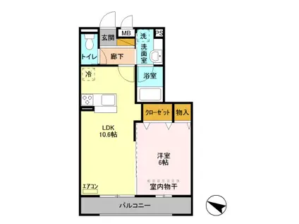 GRANDIR B(1LDK/2階)の間取り写真