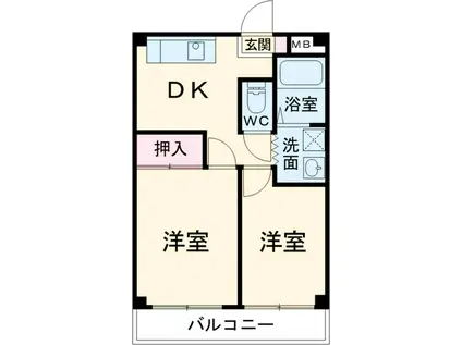 メゾン・ド・クレール(2DK/2階)の間取り写真