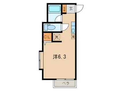 ヴィラドマーニ(ワンルーム/1階)の間取り写真