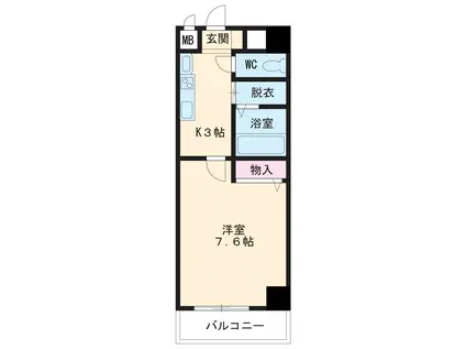WILL DO 勝川(1K/7階)の間取り写真