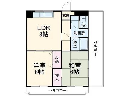 フクロクハイマンション2号館(2LDK/10階)の間取り写真
