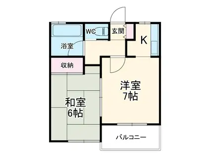 レッツエイト東和(2K/2階)の間取り写真