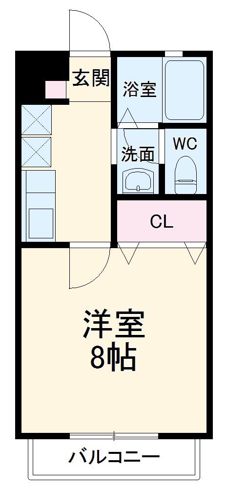 アビターレS(1K/1階)の間取り写真
