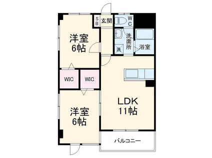 サンシャイン八城(2LDK/3階)の間取り写真
