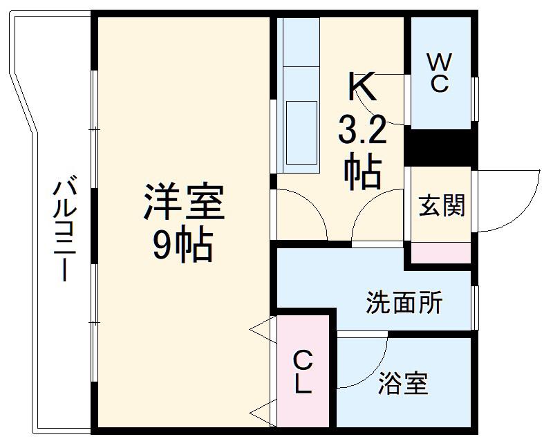 第5マユミビル(1K/3階)の間取り写真