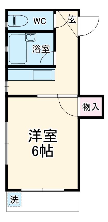 ハイツ桃園(1K/2階)の間取り写真