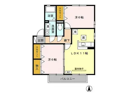 セジュールモア(2LDK/1階)の間取り写真