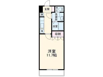 プレサスSⅡ(1K/1階)の間取り写真