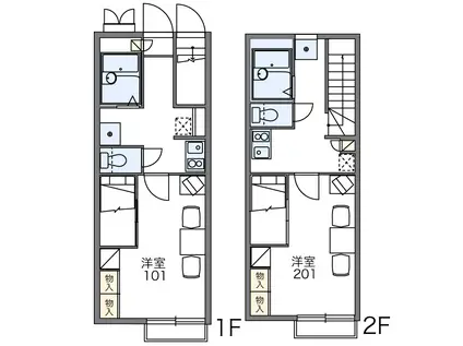 レオパレスホームタウン(1K/1階)の間取り写真