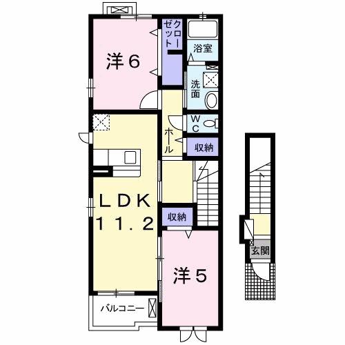 グランシャリオⅡ番館(2LDK/2階)の間取り写真