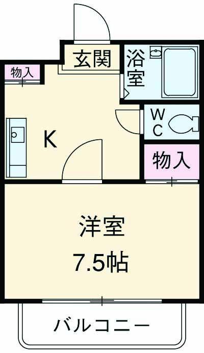 玉学サイドパレスⅤ(1K/2階)の間取り写真