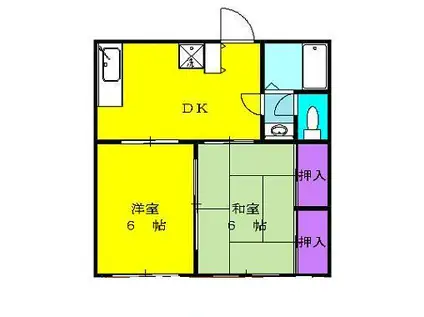 第2根岸ハイツ(2DK/2階)の間取り写真