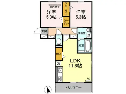 LOCOMOCOⅢ(2LDK/3階)の間取り写真